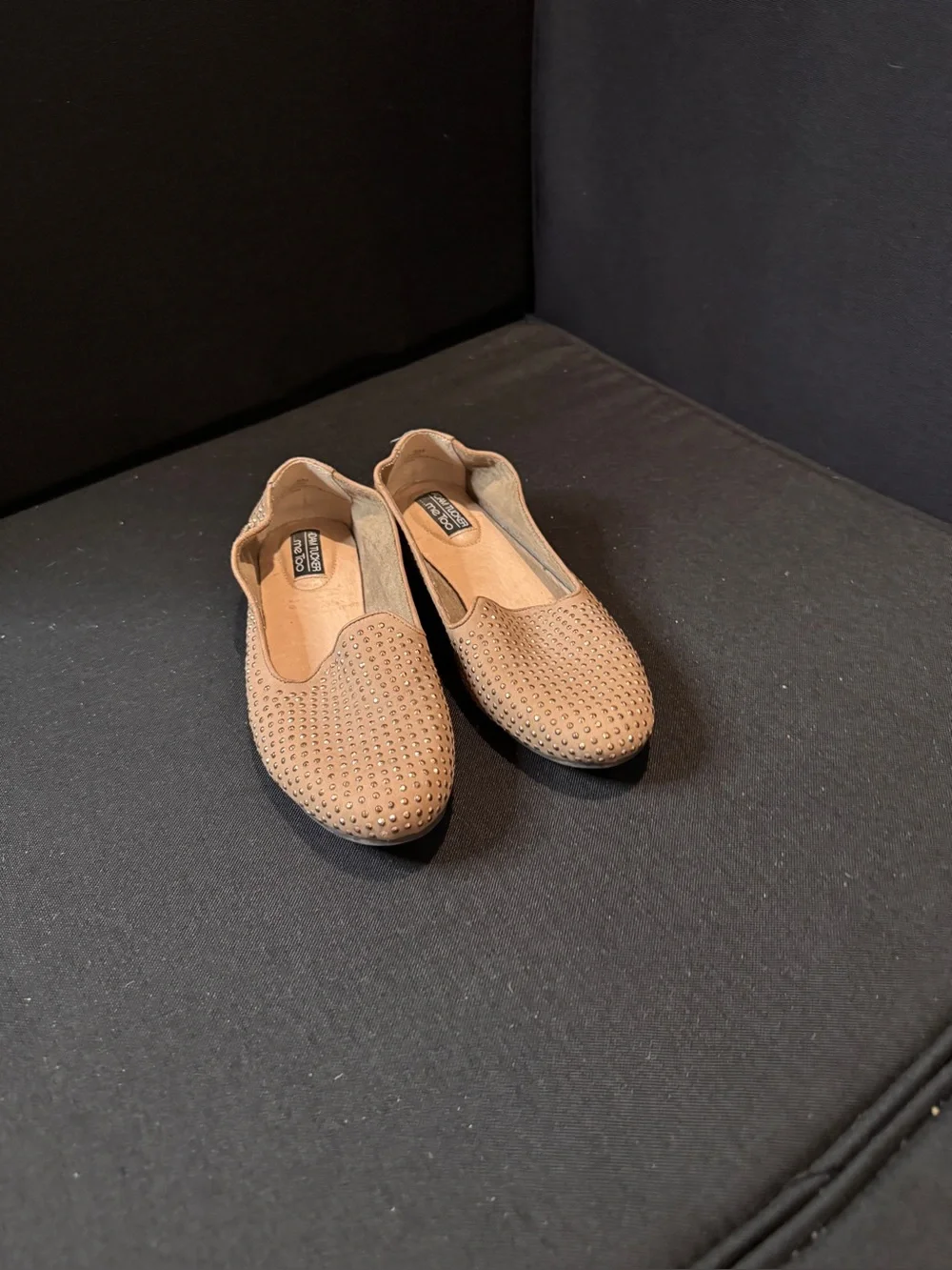 Adam Tucker Nude Studded Slip-On Loafers